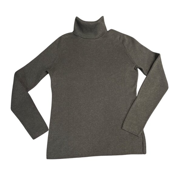 Peruvian Connection Womens Turtleneck Sweater Medium Gray Pima Cotton Lightweigh - Picture 1 of 8